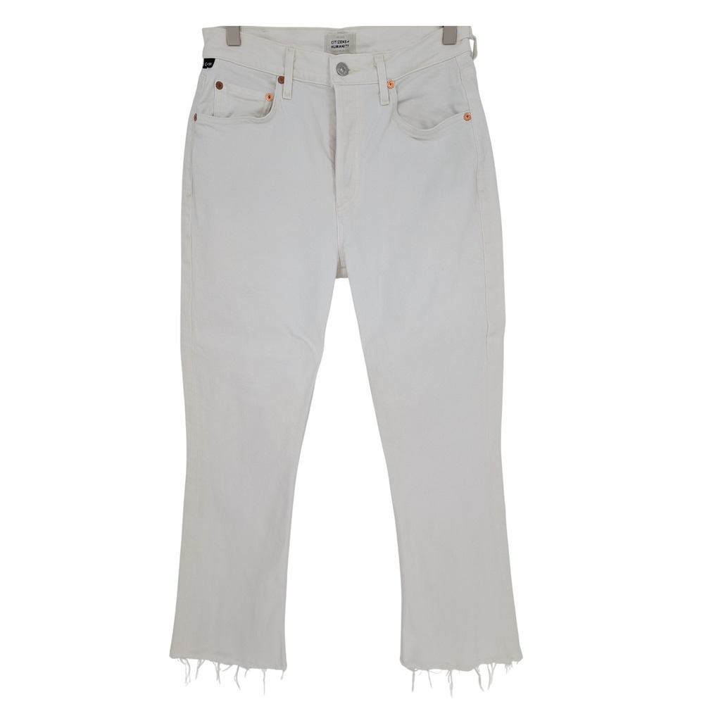 Citizens of Humanity Premium Vintage Jeans Womens 26 White Cropped Flare Raw Hem